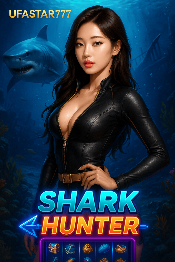 SHARK HUNTER สล็อตนักล่าฉลามใต้ท้องทะเล โบนัสแตกง่ายกับ UFASTAR777